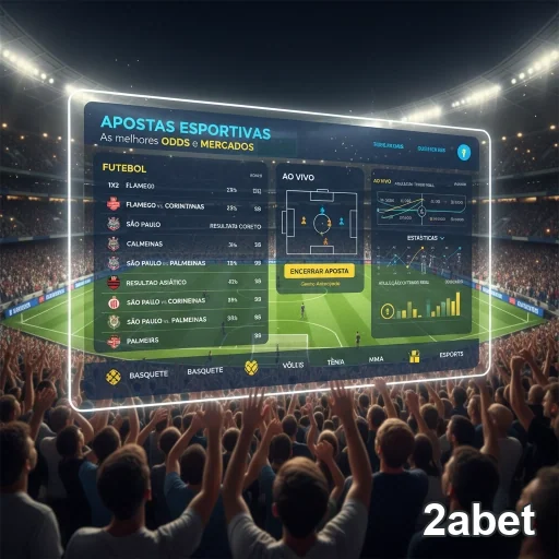 Interface de apostas em tempo real da 2abet no futebol.