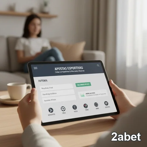 Usuário acessando o site 2abet em tablet para apostas VIP.