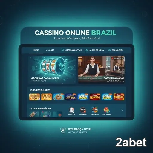 Interface de cassino online da 2abet, com slots e jogos ao vivo.
