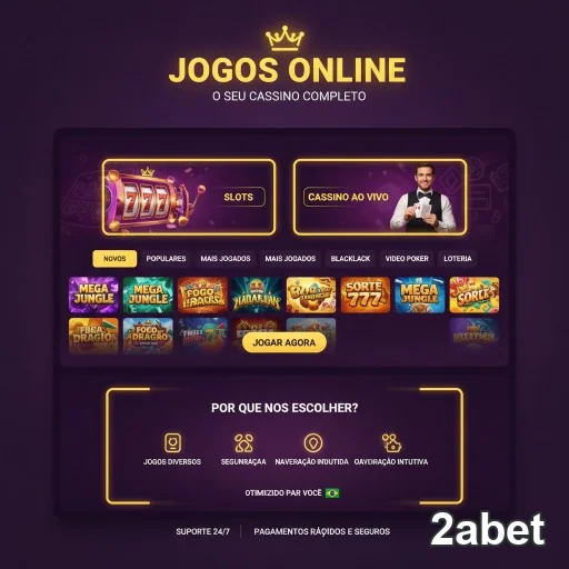 Página do 2abet com slots e cassino ao vivo para jogadores.