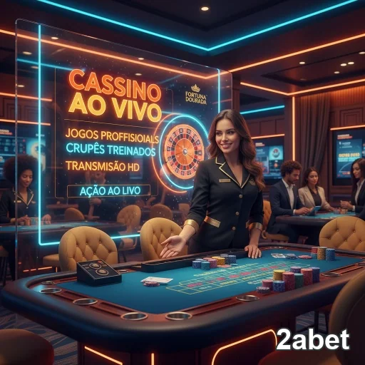 Interface de cassino ao vivo da 2abet com crupiê e mesas.