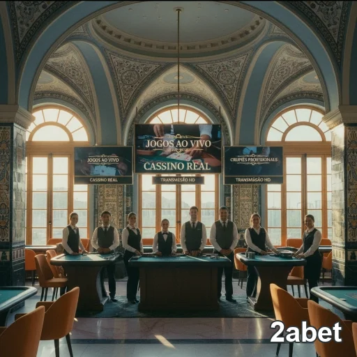 Funcionários do cassino real da 2abet em ambiente elegante.