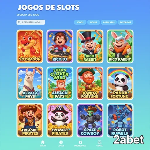 Interface do site 2abet mostrando jogos de slots disponíveis.