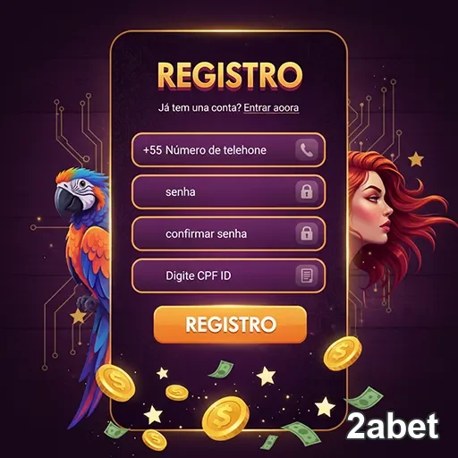 Tela de registro do aplicativo 2abet com campos de cadastro.