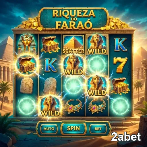Jogos VIP na 2abet, destacando a slot Riqueza do Faraó.