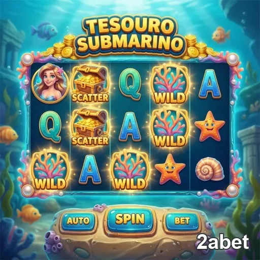 Interface da slot 'Tesouro Submarino' na 2abet com símbolos.
