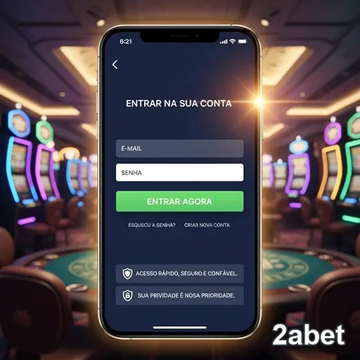 Tela de login da plataforma 2abet em ambiente de cassino.